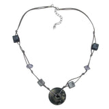 Kette 30x11mm Kunststoffperle Scheibe grau-seidig glänzend Kordel grau 50cm