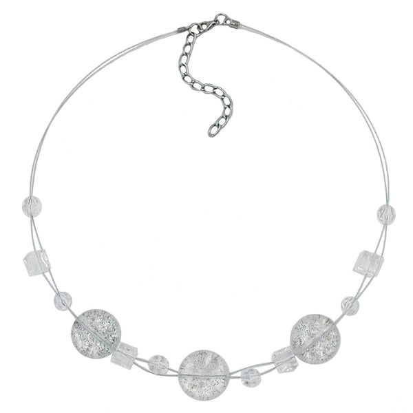 Kette Drahtkette 3x Scheibe kristall-flitter Kunststoffperlen 45cm