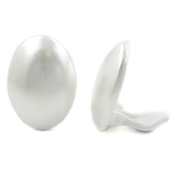 Clip, 30x22mm wachsweiß oval Vollplastik
