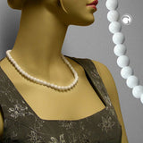 Kette, Perlen 10mm weiß glänzend, 50cm