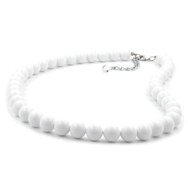 Kette, Perlen 10mm weiß glänzend, 50cm