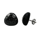 Ohrstecker Ohrring 14mm Dreieck schwarz gehämmert Kunststoff