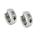 Creole 12x4mm Klappscharnier Tatzenkreuz schwarz-lackiert Edelstahl