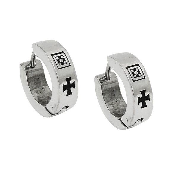 Creole 12x4mm Klappscharnier Tatzenkreuz schwarz-lackiert Edelstahl