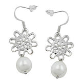 Ohrhaken Ohrhänger Ohrringe 45mm Blume mit Glasperle weißwachs