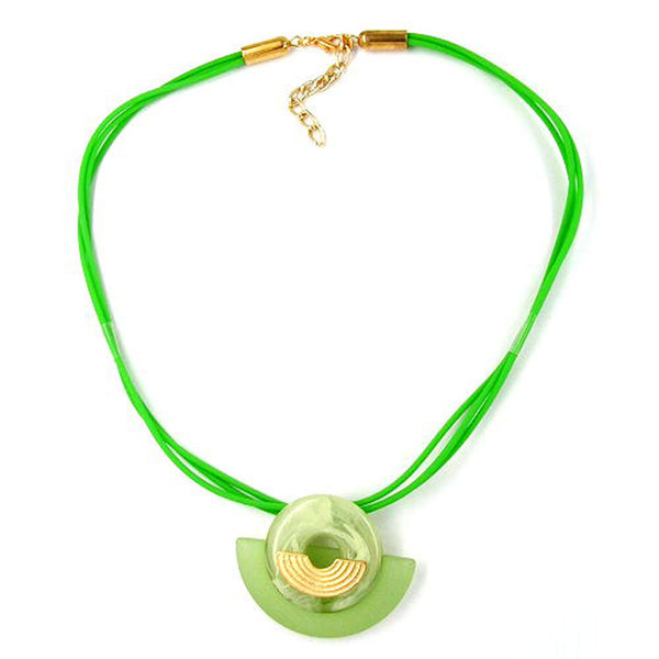Kette, Halbmond mit Scheibe, kiwi