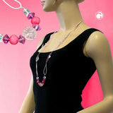 Kette, rosa-kristall, Facettenperle