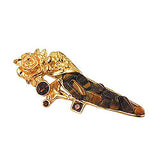Brosche Anstecknadel 29x74mm tigerbraun goldfarbig
