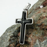 Anhänger, Kreuz mit Zirkonia, Edelstahl