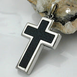 Anhänger, Kreuz mit Einlage, Edelstahl