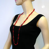 Kette, Glas rot-satt, rot-transparent