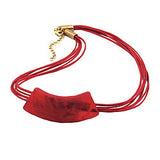 Kette 54x19mm Anhänger Rohr flach gebogen rot-koralle-marmoriert matt Kunststoff 45cm