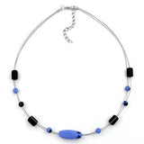 Kette, Glasperle blau-schwarz