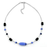 Kette, Glasperle blau-schwarz