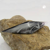 Brosche, Spitze, silber-schwarz-marmor