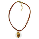Kette, Olive altgold, Leder natur