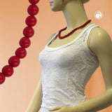 Kette, Perle 8mm rot-glänzend, 50cm