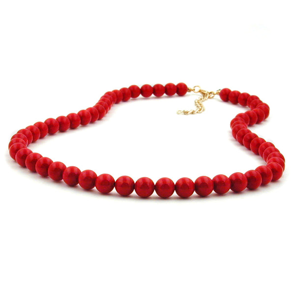 Kette, Perle 8mm rot-glänzend, 50cm
