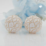 Clip, Halbkugel mit Muster, creme, 24mm