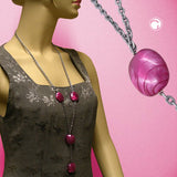 Kette, Ankerkette, Nugget, pink-seide