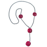 Kette Kunststoffperlen Nugget pink-gold-marmoriert Ankerkette Eloxal grau 100cm