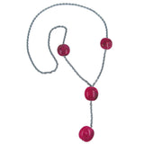 Kette Kunststoffperlen Nugget pink-gold-marmoriert Ankerkette Eloxal grau 100cm