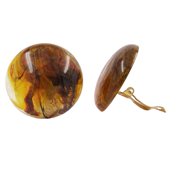 Clip Ohrring 30mm Riss braun-transparent-marmoriert glänzend Kunststoff-Bouton