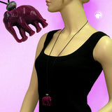 Kette, Elefant, lila, altsilber, 90cm