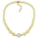 Kette, gelbton-gold, Perle kristal