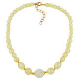 Kette, gelbton-gold, Perle kristal
