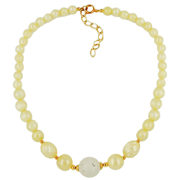 Kette, gelbton-gold, Perle kristal