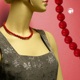 Kette, Perle 8mm, rot-glänzend, 42cm