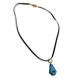 Kette, Seidenband mit Anhänger, blau