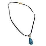 Kette, Seidenband mit Anhänger, blau