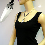 Kette 58x18mm Anhänger Kunststoff Spitze altsilberfarben Velourband schwarz 50cm