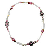 Kette, rosa-weiß-altsilber-gold