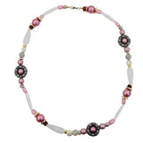 Kette, rosa-weiß-altsilber-gold
