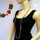 Kette, multi, rot-gelb-braun-kupfer