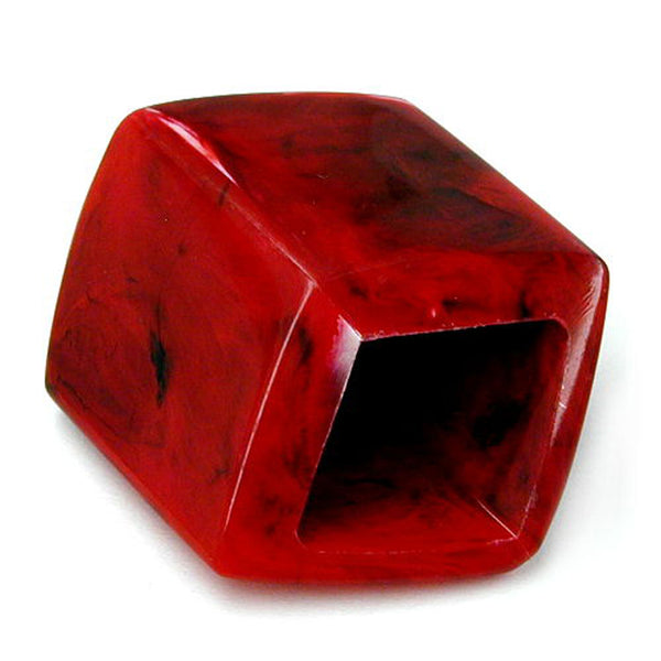 Tuchring 45x36x18mm Sechseck Kunststoff rot-schwarz-marmoriert
