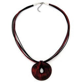 Kette, Amulett, rot-metallic silber