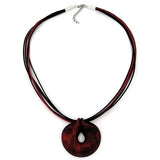 Kette, Amulett, rot-metallic silber