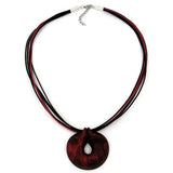 Kette, Amulett, rot-metallic silber