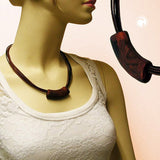 Kette 54x19mm Anhänger Rohr flach gebogen braun-metallic-marmoriert matt Kunststoff 45cm