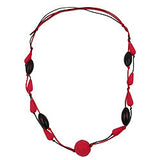 Kette, rot-schwarz, Perlen rot-braun