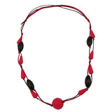 Kette, rot-schwarz, Perlen rot-braun