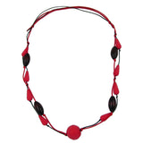 Kette, rot-schwarz, Perlen rot-braun