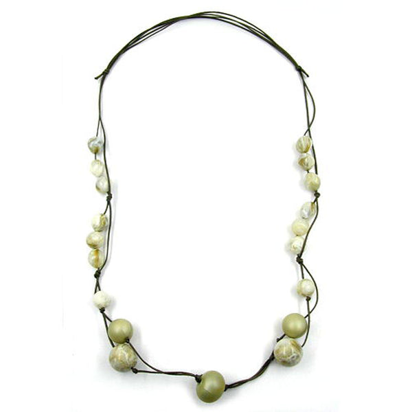 Kette, seide-oliv, oliv-weiß-marmor