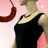 Kette Schrägperle Kunststoff rot-seidig und rot-marmoriert Vollgummi schwarz 45cm