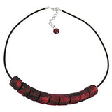 Kette Schrägperle Kunststoff rot-metallic-marmoriert Vollgummi schwarz 45cm