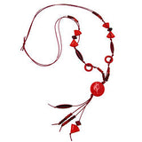 Kette, Scheibe rot, Perlen rot-ton